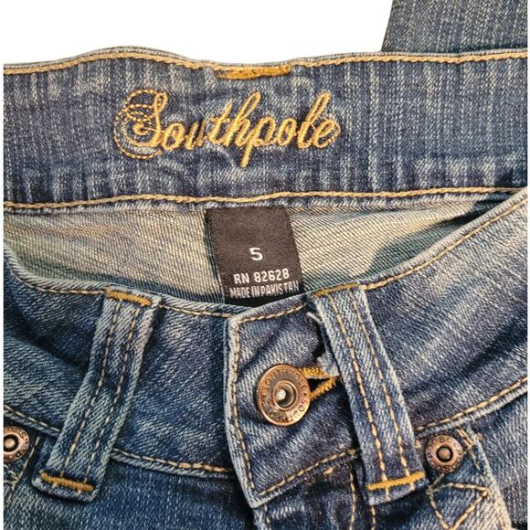 South Pole Y2K Deconstructed Flare Jeans Camo Logo Bootcut Teen 5 Jr Streetwear - Picture 6 of 7